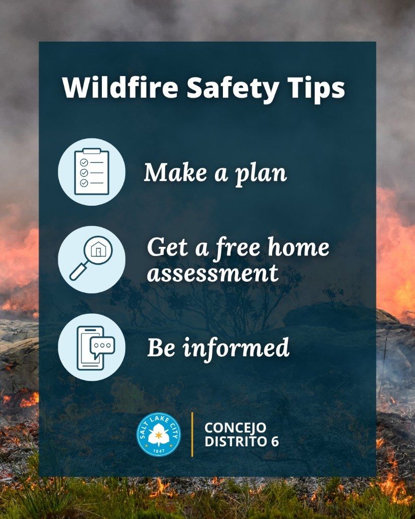Wildfire Safety Tips post for Council District 6, Spanish lockup