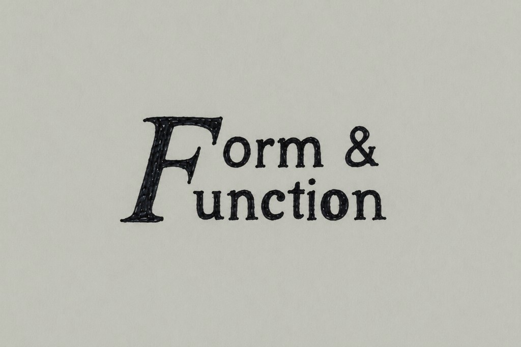 Final Form & Function word arrangement with a shared capital F spanning both lines