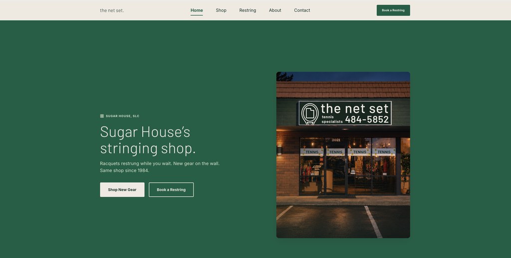The Net Set concept website homepage