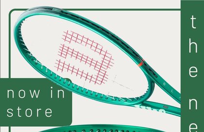 Close crop of a social post: a green now in store tag and the name running down the right edge