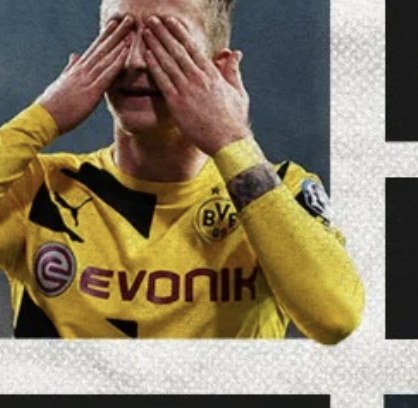 Close crop of a player cutout running off the frame edge